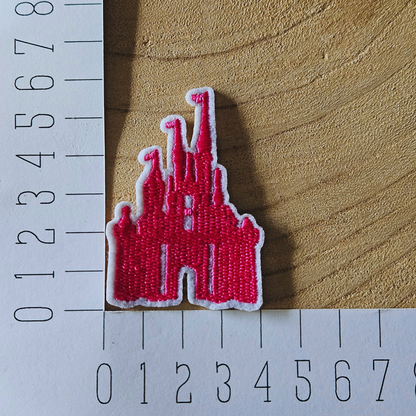 Strijk embleem  -  Iron on Patch - Roze kasteel