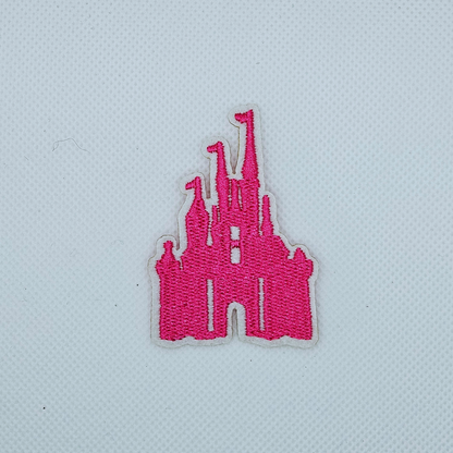 Strijk embleem  -  Iron on Patch - Roze kasteel