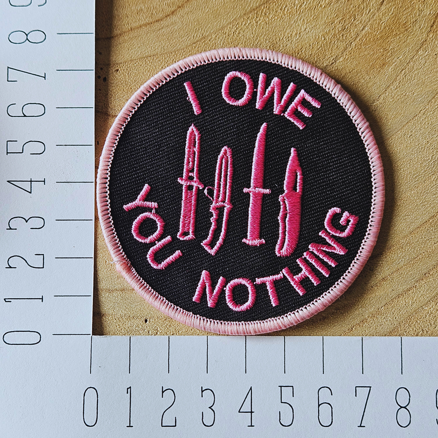 Strijk embleem  -  Iron on Patch - I owe you nothing