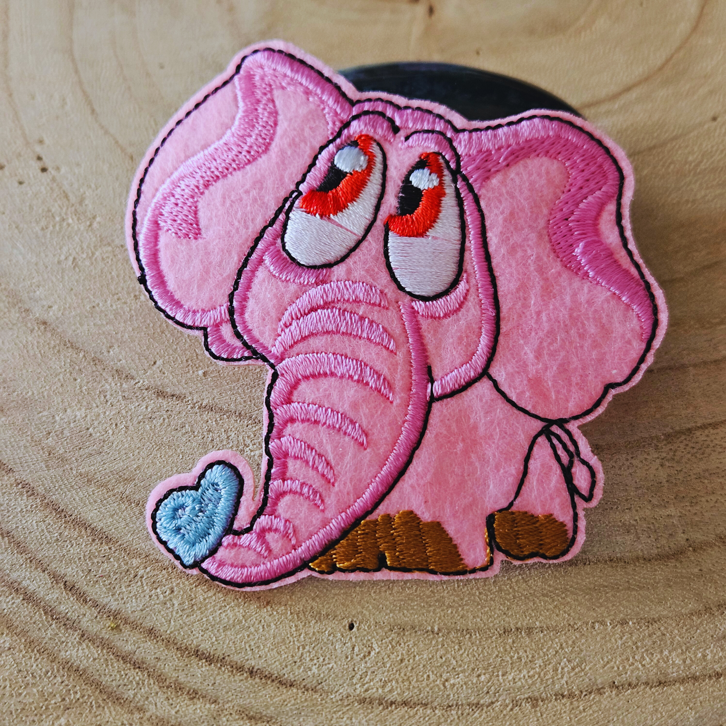 Strijk embleem  -  Iron on Patch - Roze olifant