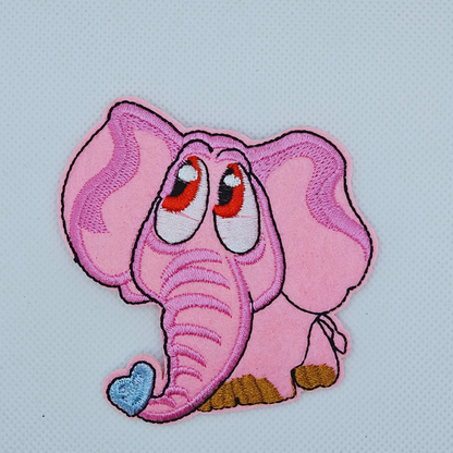 Strijk embleem  -  Iron on Patch - Roze olifant
