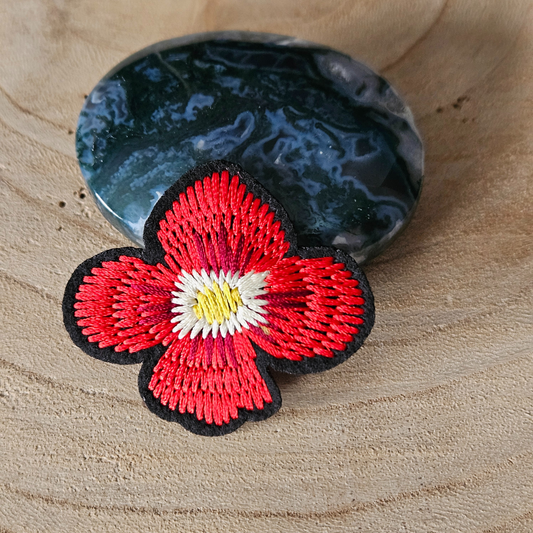 Strijk embleem  -  Iron on Patch - Rode bloem