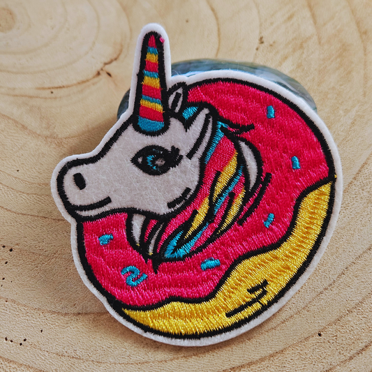 Strijk embleem  -  Iron on Patch - Eenhoorn donut