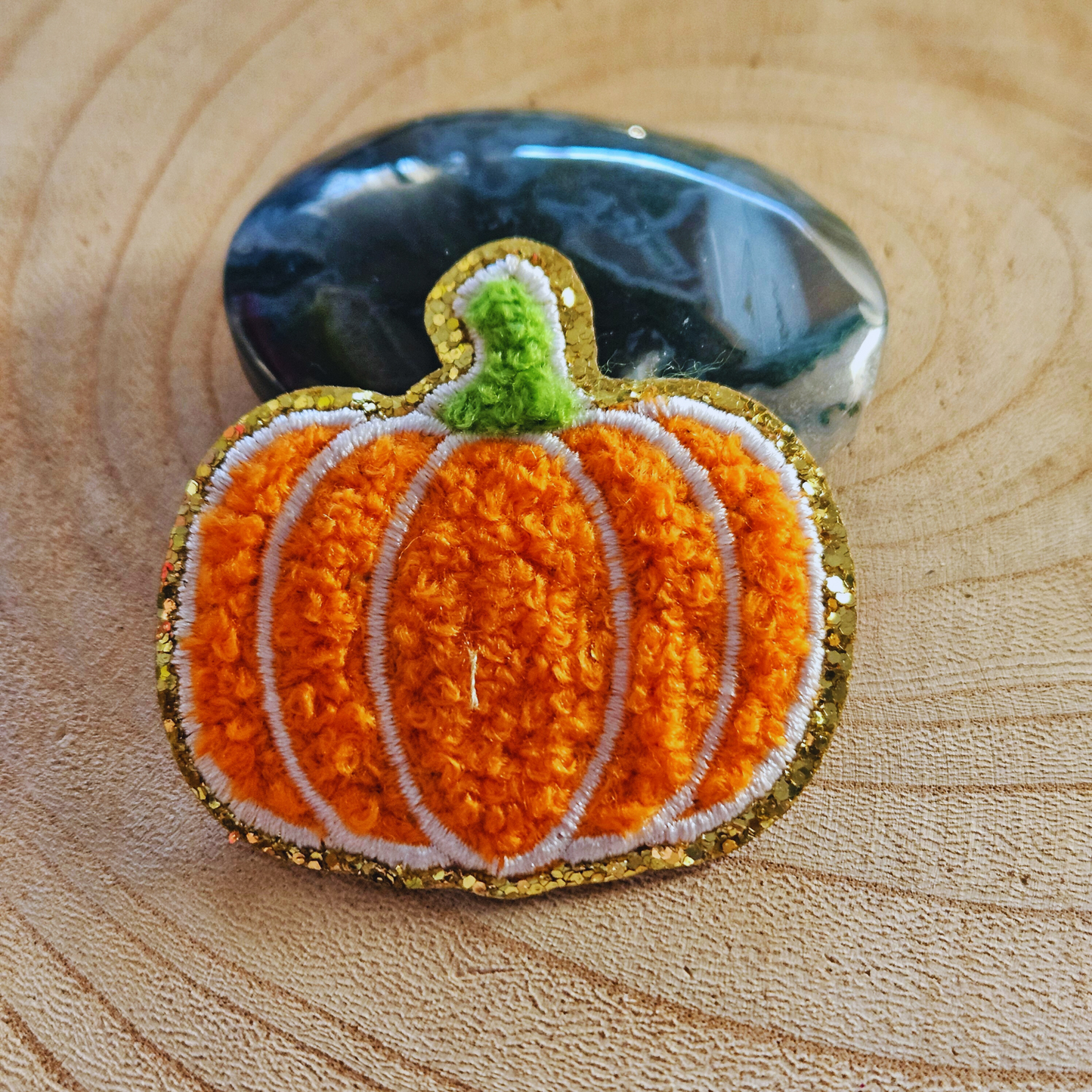 Strijk embleem  -  Iron on Patch - Pompoen oranje fluffy