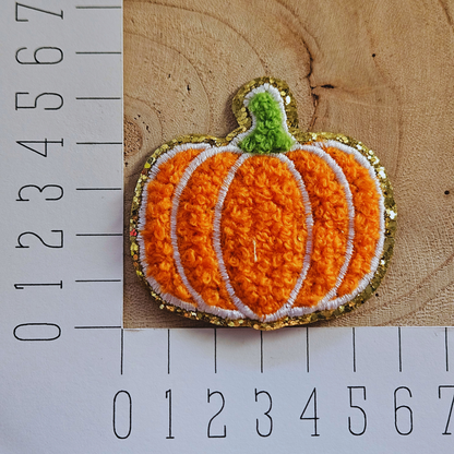 Strijk embleem  -  Iron on Patch - Pompoen oranje fluffy