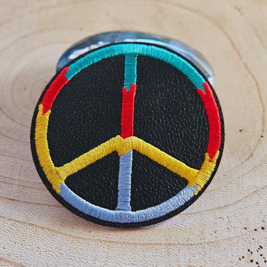 Strijk embleem  -  Iron on Patch - Regenboog vredes teken
