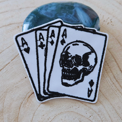 Strijk embleem  -  Iron on Patch - Schedel kaarten