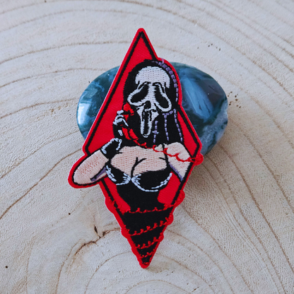 Strijk embleem  -  Iron on Patch - Vrouw met masker