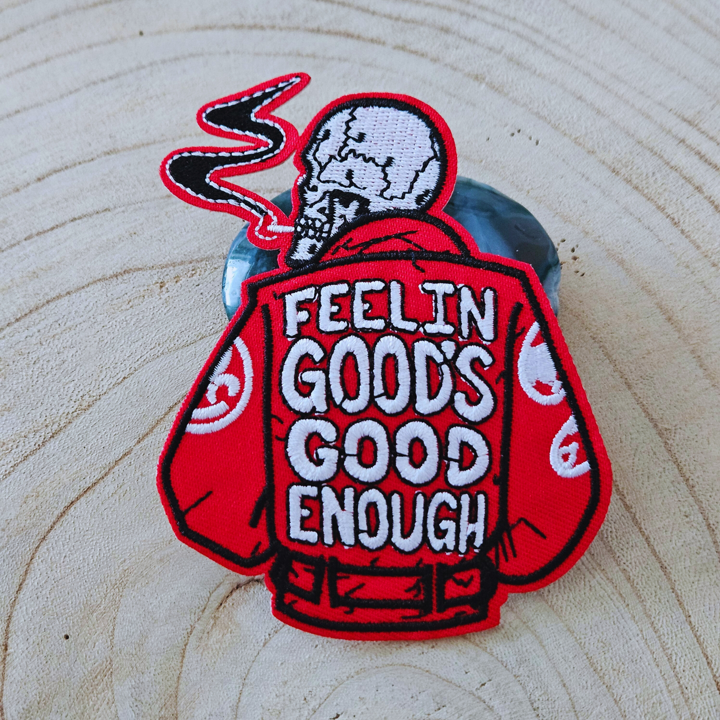 Strijk embleem  -  Iron on Patch - Jas feelin good's good enough