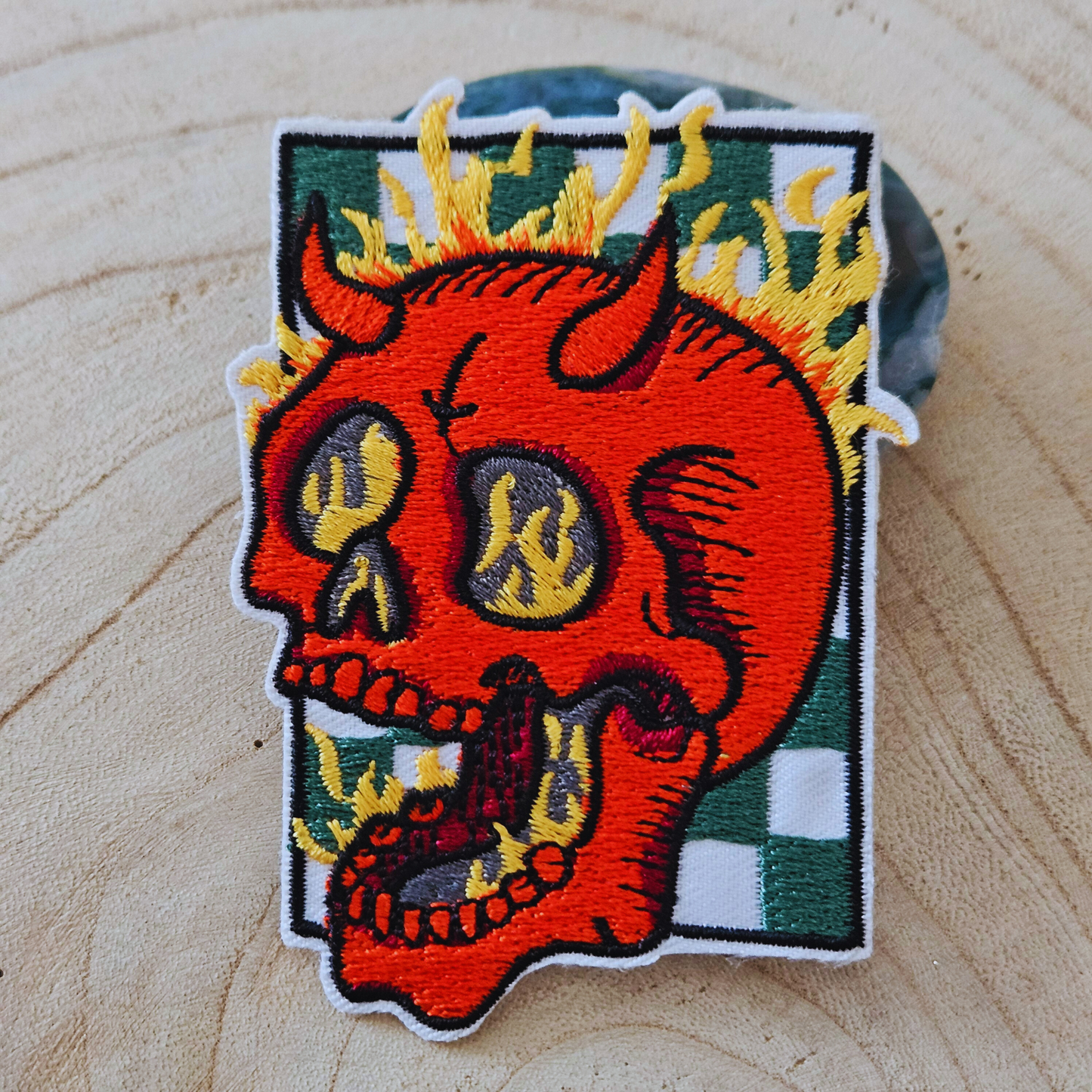 Strijk embleem  -  Iron on Patch - Duivel schedel