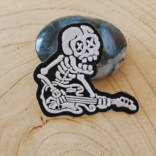 Strijk embleem  -  Iron on Patch - Skelet met gitaar