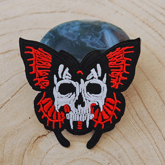 Strijk embleem  -  Iron on Patch - Schedel vlinder