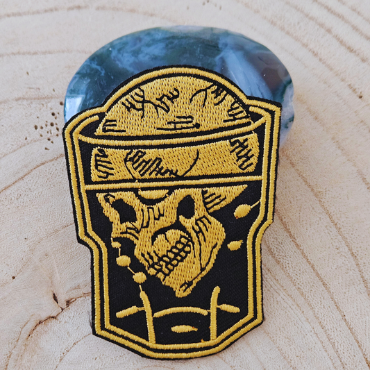 Strijk embleem  -  Iron on Patch -  Schedel in glas