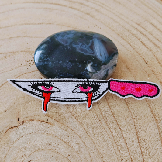 Strijk embleem  -  Iron on Patch -  Mes met ogen