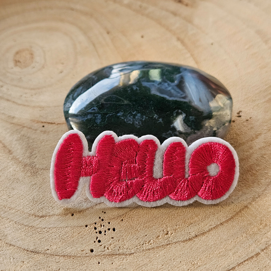 Strijk embleem  -  Iron on Patch - Roze Hello