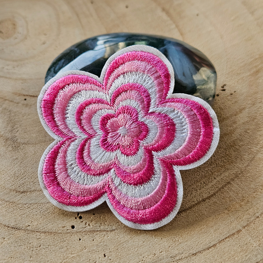 Strijk embleem  -  Iron on Patch - Roze bloem