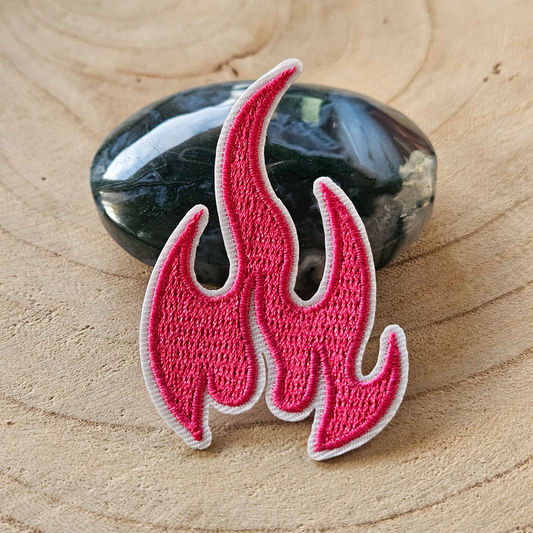 Strijk embleem  -  Iron on Patch - Roze vlam