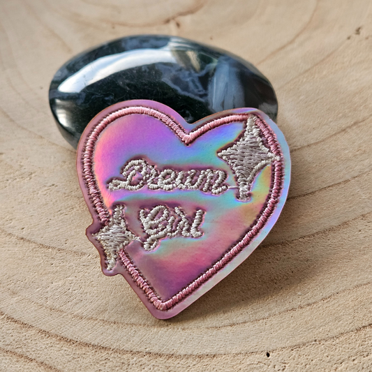 Strijk embleem  -  Iron on Patch - Roze hart - Dream girl