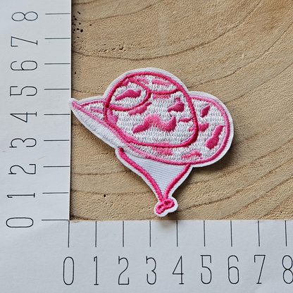 Strijk embleem  -  Iron on Patch - Roze cowboy hoed