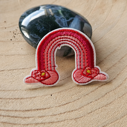 Strijk embleem  -  Iron on Patch - Roze regenboog