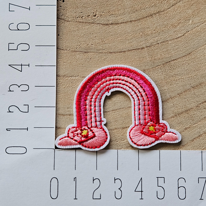 Strijk embleem  -  Iron on Patch - Roze regenboog