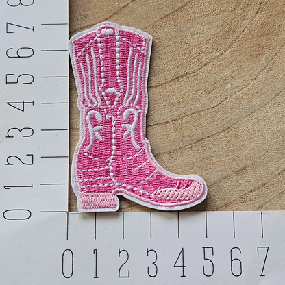 Strijk embleem  -  Iron on Patch - Roze cowboylaars
