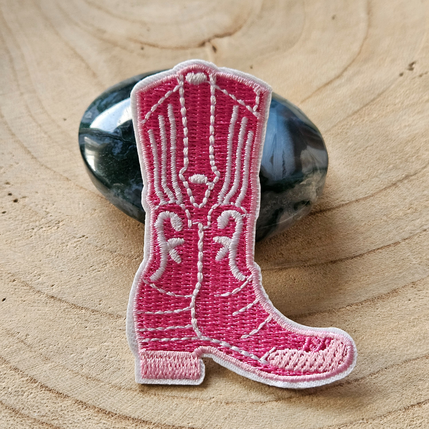 Strijk embleem  -  Iron on Patch - Roze cowboylaars