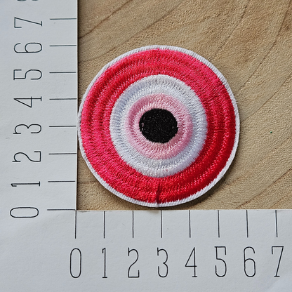 Strijk embleem  -  Iron on Patch - Roze ronde