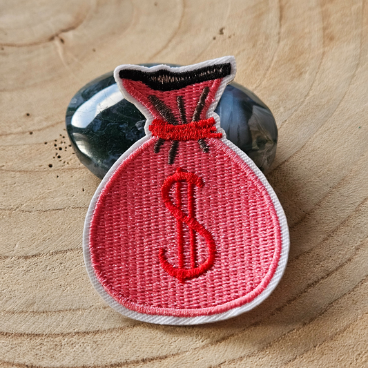 Strijk embleem  -  Iron on Patch - Roze geldzak