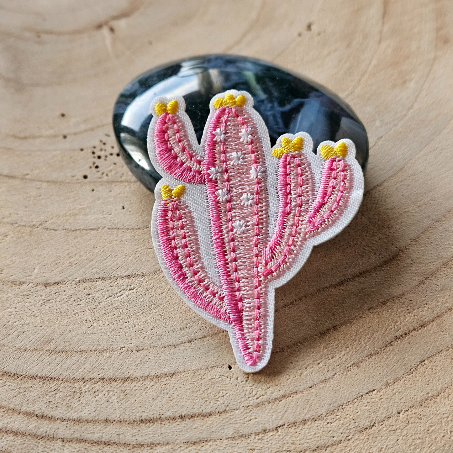 Strijk embleem  -  Iron on Patch - Roze cactus