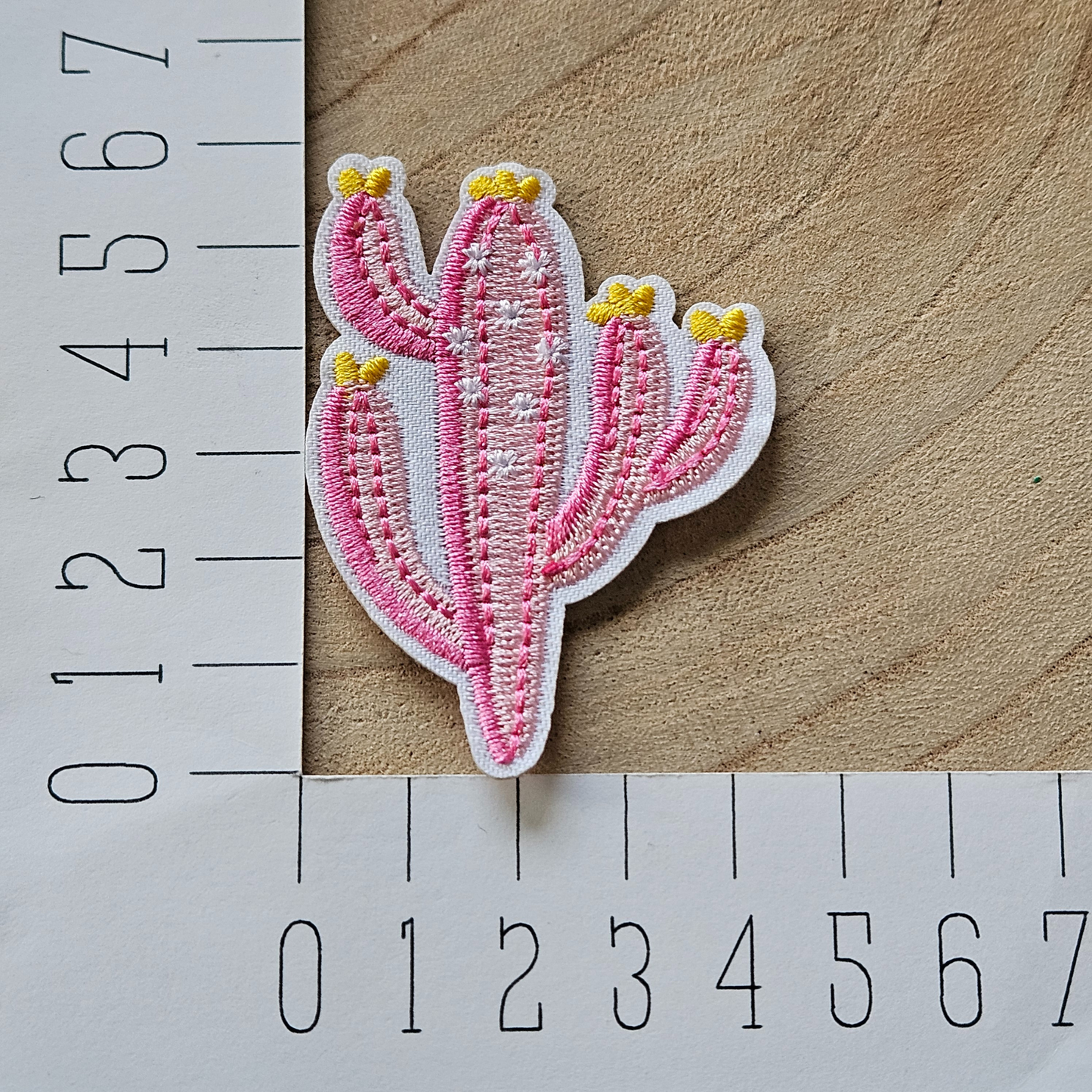 Strijk embleem  -  Iron on Patch - Roze cactus