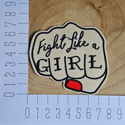 Strijk embleem  -  Iron on Patch - Vuist fight like a girl