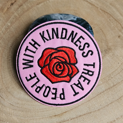 Strijk embleem  -  Iron on Patch - Roos treat people with kindness