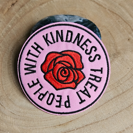 Strijk embleem  -  Iron on Patch - Roos treat people with kindness