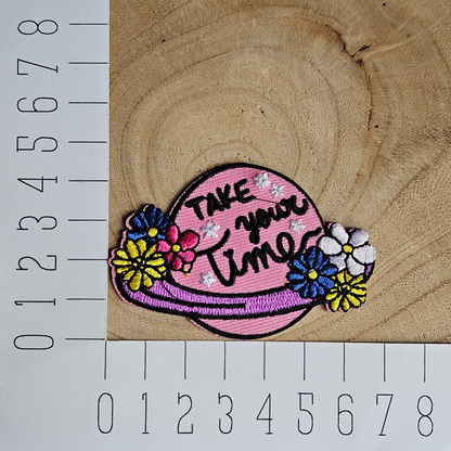 Strijk embleem  -  Iron on Patch - Planeet - Take your time