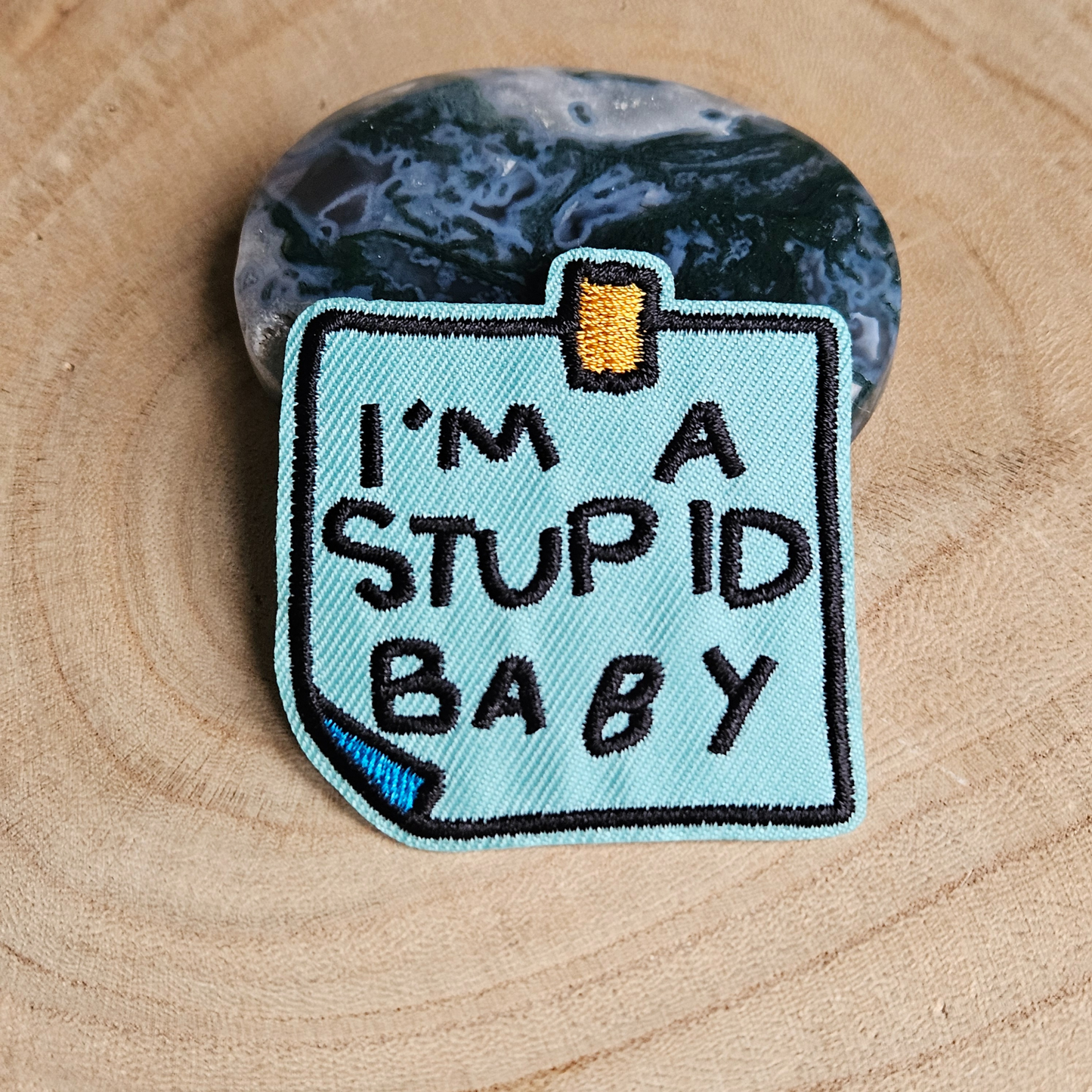 Strijk embleem  -  Iron on Patch  - Post it - I'm a stupid baby
