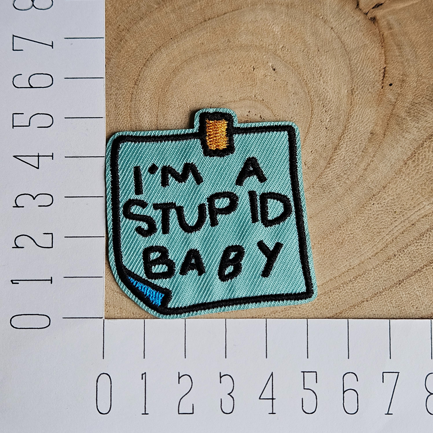 Strijk embleem  -  Iron on Patch  - Post it - I'm a stupid baby