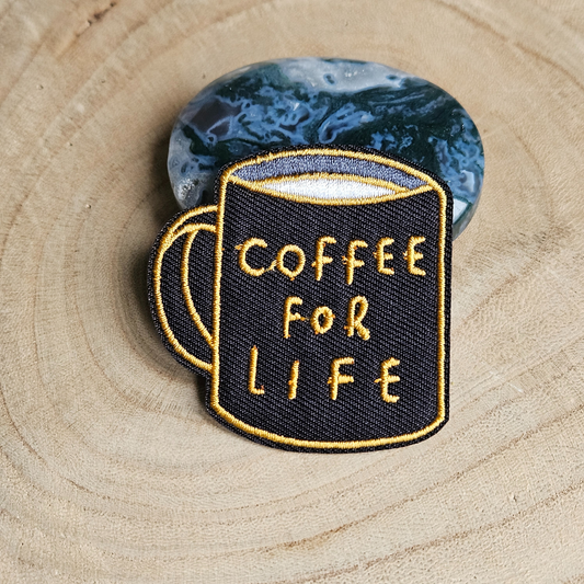 Strijk embleem  -  Iron on Patch  - Mok - Coffee for life