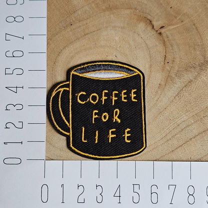 Strijk embleem  -  Iron on Patch  - Mok - Coffee for life