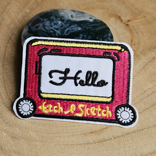Strijk embleem  -  Iron on Patch - Casette speler - Hello