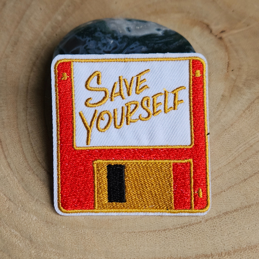 Strijk embleem  -  Iron on Patch - Floppie - Save yourself