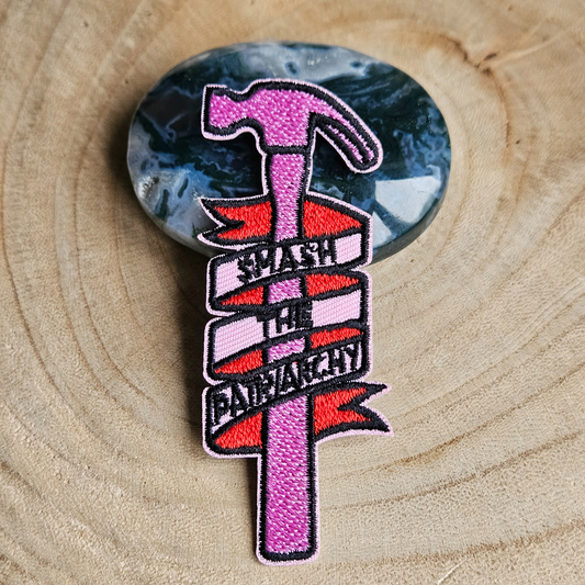 Strijk embleem  -  Iron on Patch - Hamer - Smash the patriarchy