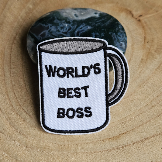 Strijk embleem  -  Iron on Patch - Mok - World's best boss
