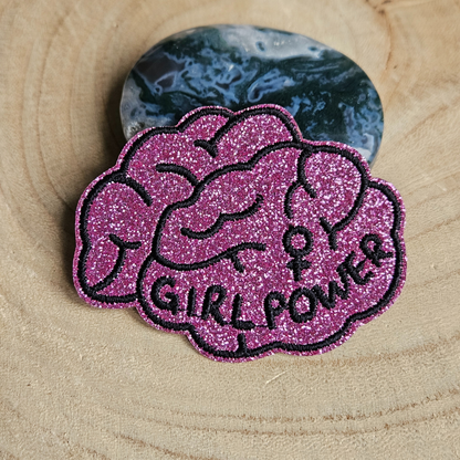 Strijk embleem  -  Iron on Patch - Hersenen - Girl power