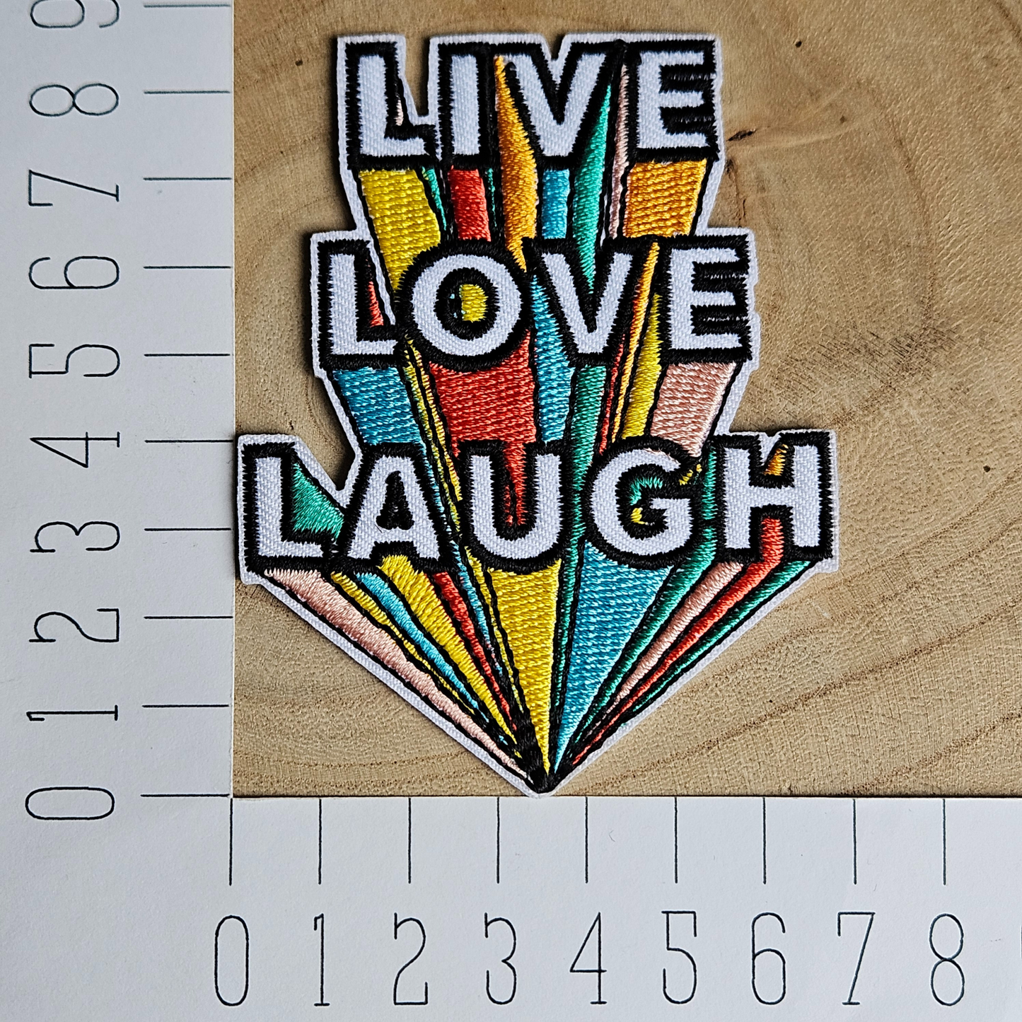 Strijk embleem  -  Iron on Patch - Live, love, laugh