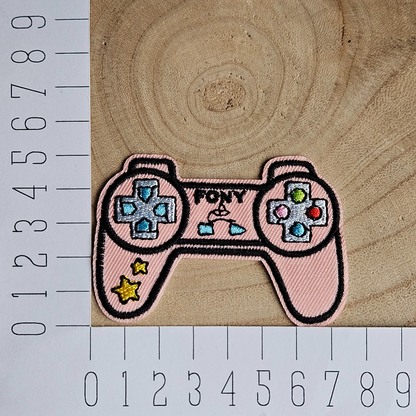 Strijk embleem  -  Iron on Patch - Roze game controller
