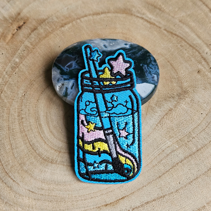 Strijk embleem  -  Iron on Patch - Glazen pot met kwast
