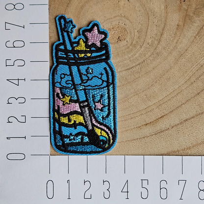 Strijk embleem  -  Iron on Patch - Glazen pot met kwast