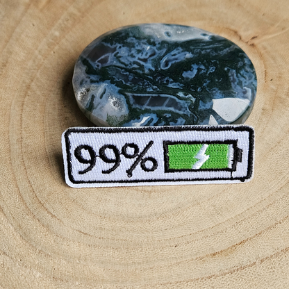 Strijk embleem  -  Iron on Patch - Batterij 99%