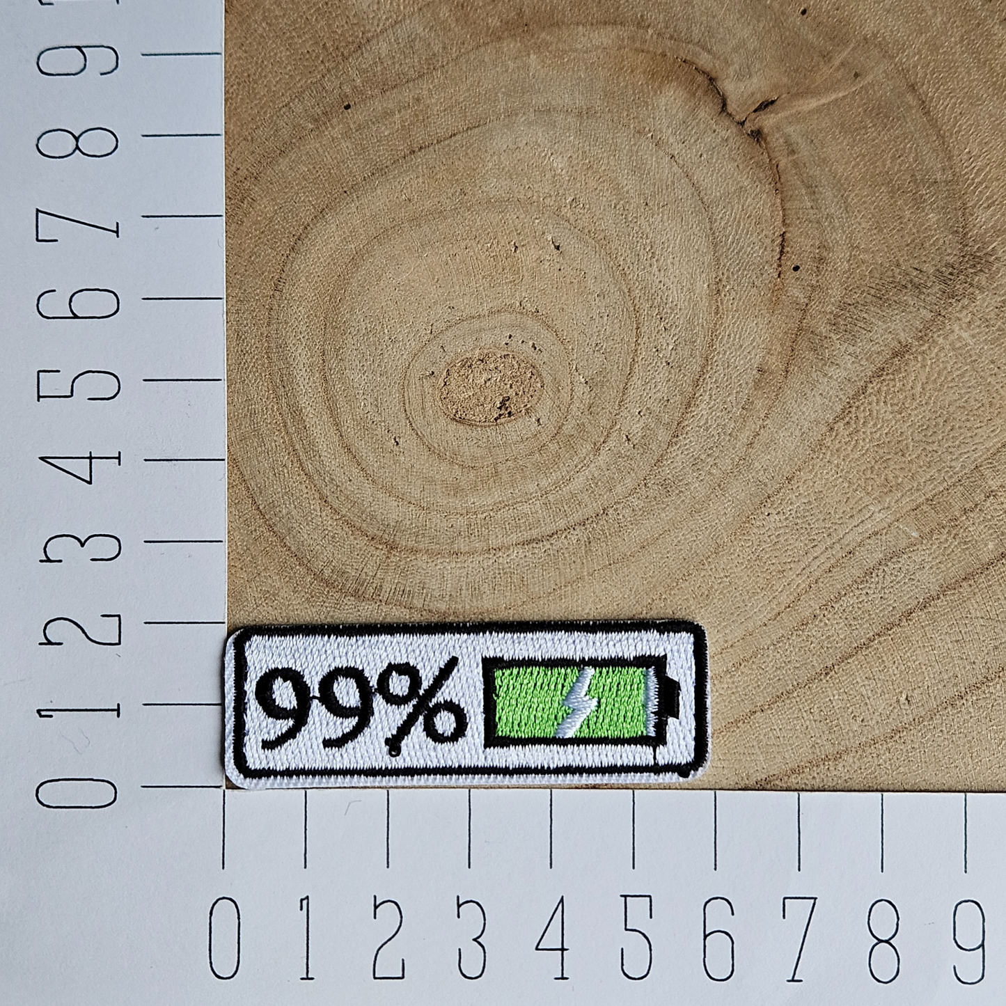 Strijk embleem  -  Iron on Patch - Batterij 99%